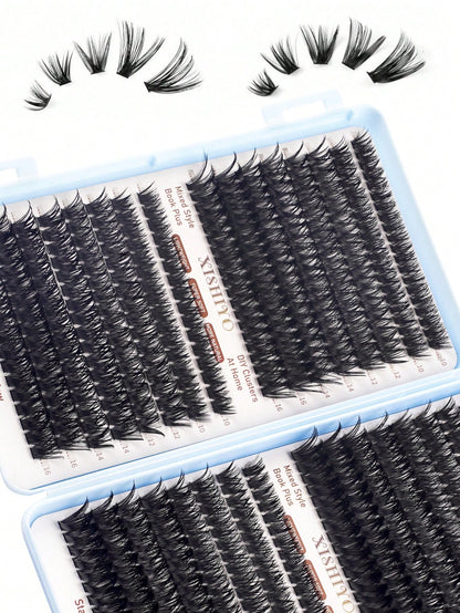640/608pcs D-Curl Fluffy False Eyelashes, High Capacity, Suitable For Beginners, Dense & Voluminous, DIY Segmented Lash Extension, Enlarging Eyes, Lightweight & Reusable, Large Capacity Individual Las