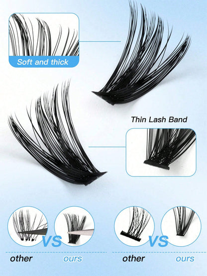 640/608pcs D-Curl Fluffy False Eyelashes, High Capacity, Suitable For Beginners, Dense & Voluminous, DIY Segmented Lash Extension, Enlarging Eyes, Lightweight & Reusable, Large Capacity Individual Las