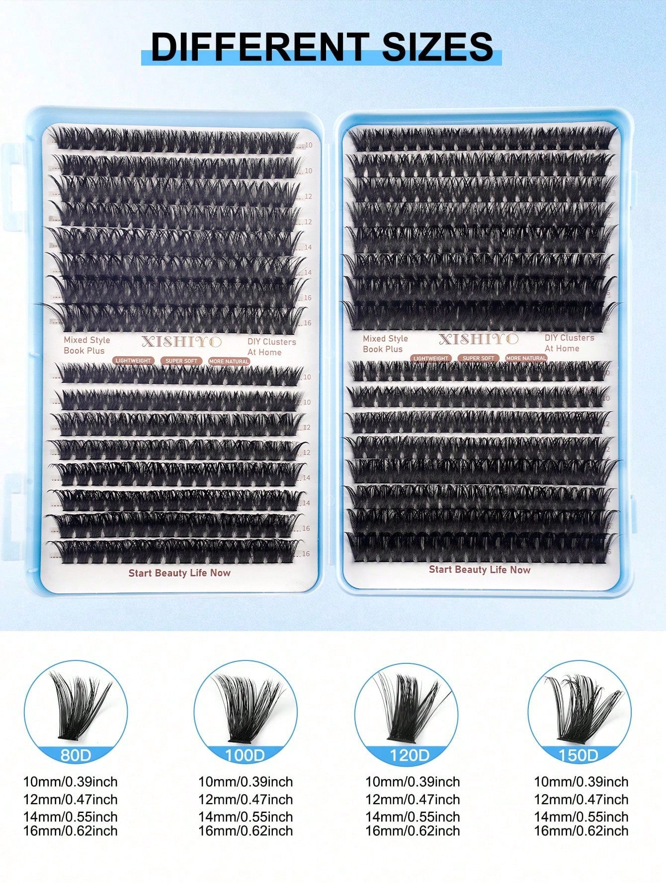 640/608pcs D-Curl Fluffy False Eyelashes, High Capacity, Suitable For Beginners, Dense & Voluminous, DIY Segmented Lash Extension, Enlarging Eyes, Lightweight & Reusable, Large Capacity Individual Las