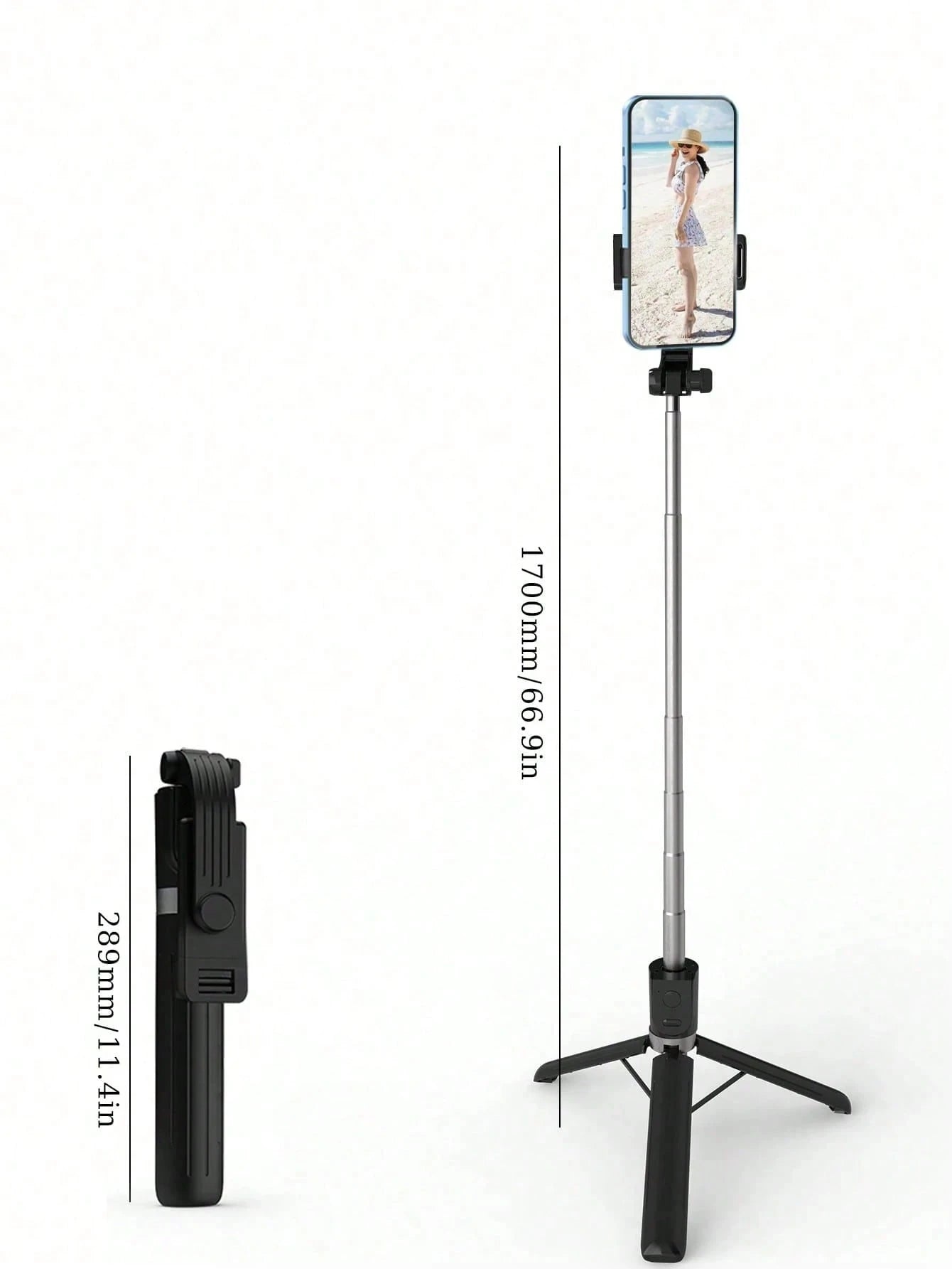 66.93 Inch/170cm Extendable Selfie Stick Tripod With Wireless Remote, With Multi-Color Fill Light, Compatible With Multiple Smartphone Models, Suitable For Outdoor Live Streaming, Video Selfie, And Po