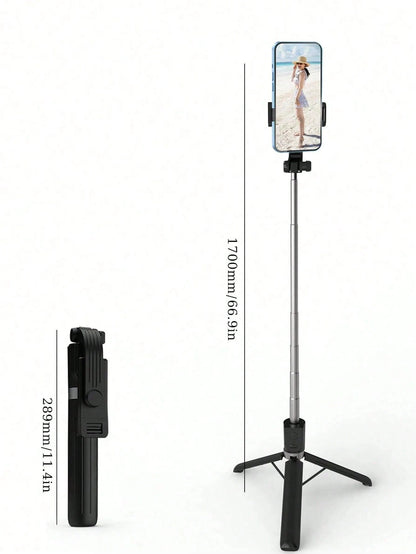 66.93 Inch/170cm Extendable Selfie Stick Tripod With Wireless Remote, With Multi-Color Fill Light, Compatible With Multiple Smartphone Models, Suitable For Outdoor Live Streaming, Video Selfie, And Po