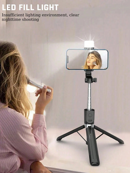 66.93 Inch/170cm Extendable Selfie Stick Tripod With Wireless Remote, With Multi-Color Fill Light, Compatible With Multiple Smartphone Models, Suitable For Outdoor Live Streaming, Video Selfie, And Po