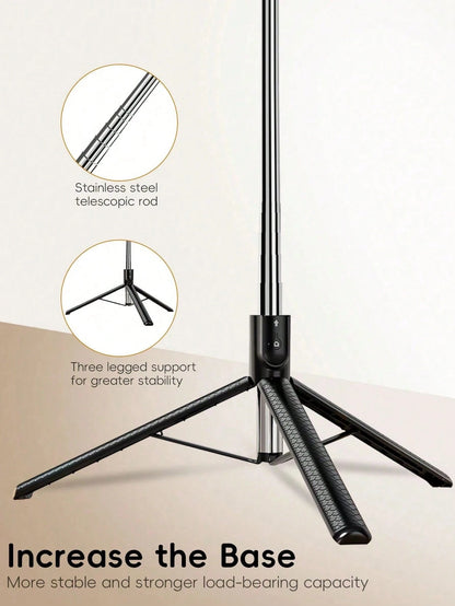 66.93 Inch/170cm Extendable Selfie Stick Tripod With Wireless Remote, With Multi-Color Fill Light, Compatible With Multiple Smartphone Models, Suitable For Outdoor Live Streaming, Video Selfie, And Po