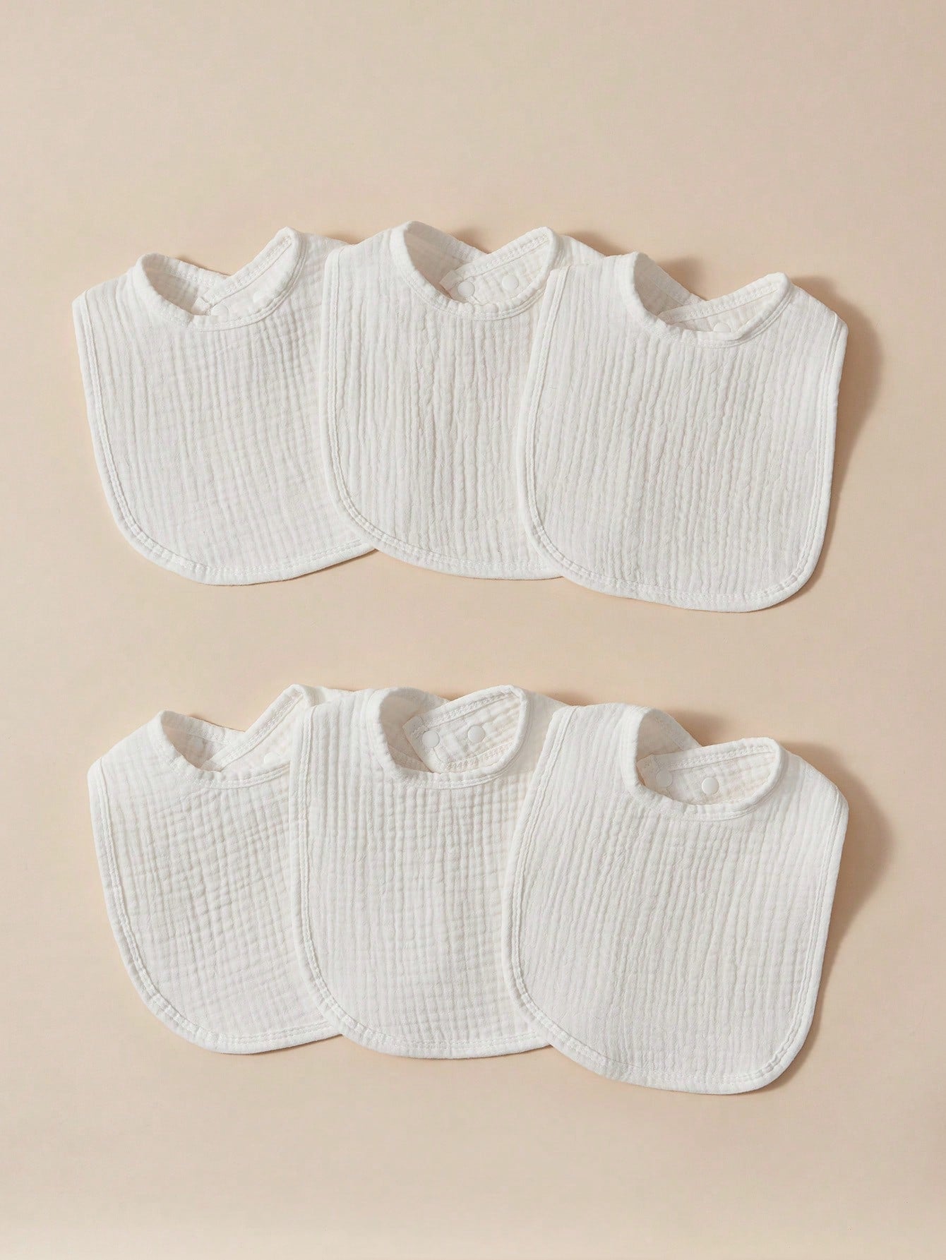 6pcs Baby Bibs, Muslim Cloth Absorbent Soft Breathable Feeding Bibs, Solid Color (White)