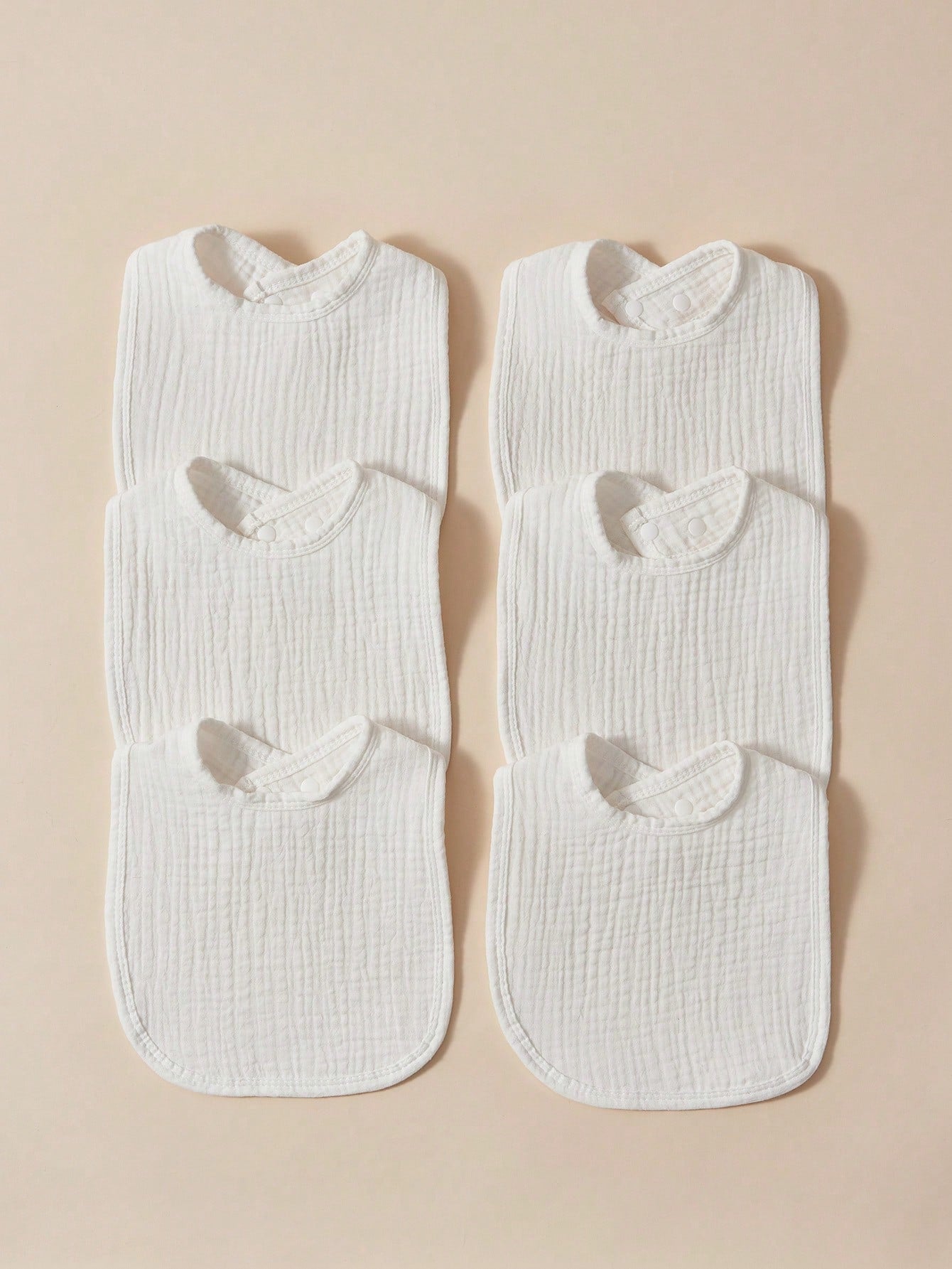 6pcs Baby Bibs, Muslim Cloth Absorbent Soft Breathable Feeding Bibs, Solid Color (White)