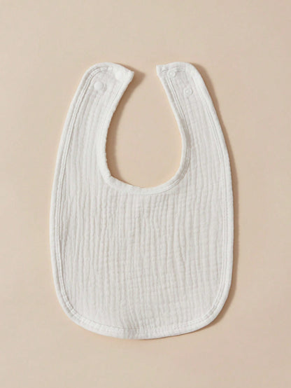6pcs Baby Bibs, Muslim Cloth Absorbent Soft Breathable Feeding Bibs, Solid Color (White)