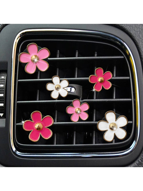 6pcs Flower Shaped Zinc Alloy Car Air Outlet Clip