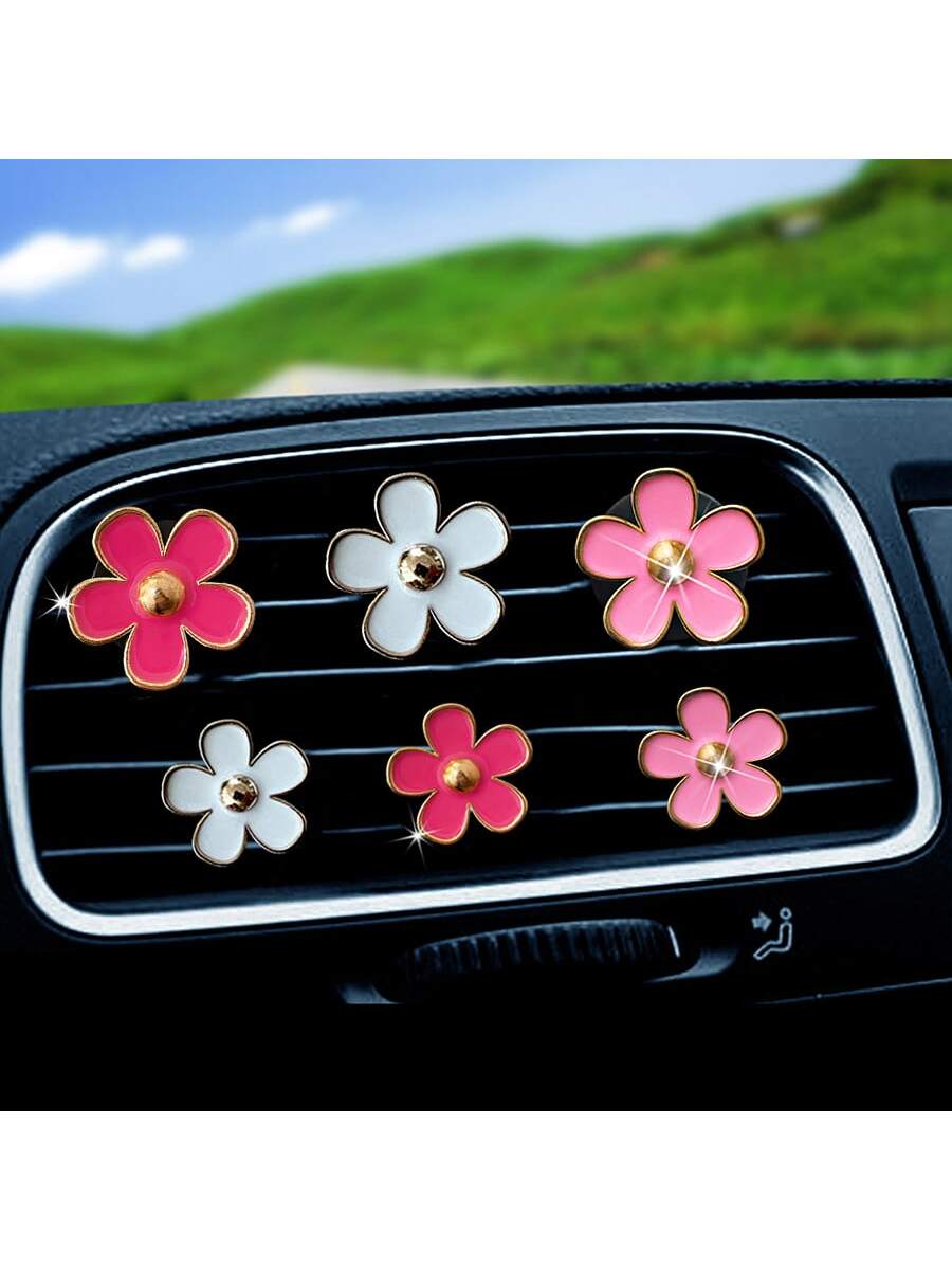 6pcs Flower Shaped Zinc Alloy Car Air Outlet Clip