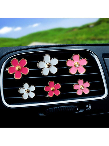 6pcs Flower Shaped Zinc Alloy Car Air Outlet Clip