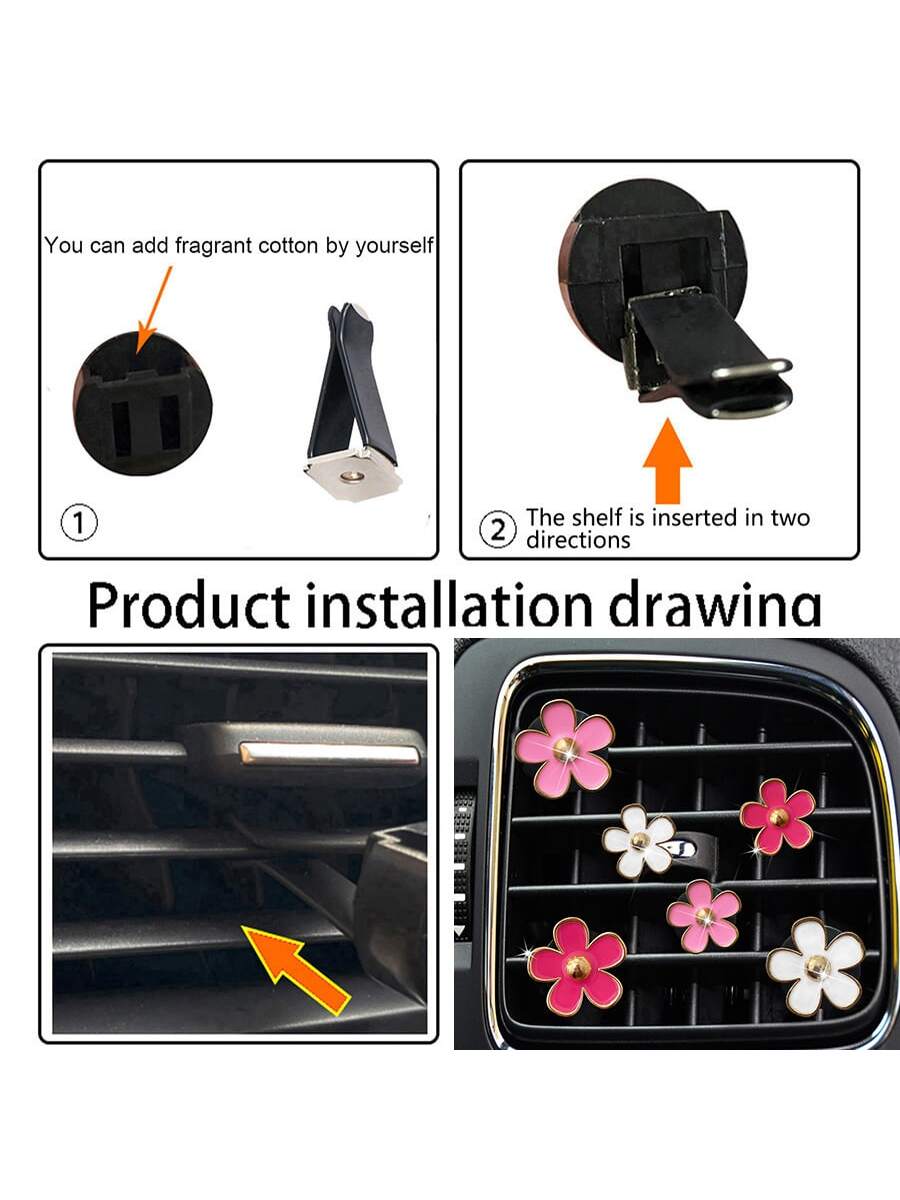 6pcs Flower Shaped Zinc Alloy Car Air Outlet Clip