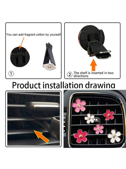 6pcs Flower Shaped Zinc Alloy Car Air Outlet Clip