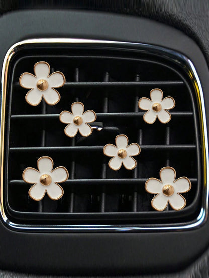6pcs Flower Shaped Zinc Alloy Car Air Outlet Clip