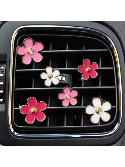 6pcs Flower Shaped Zinc Alloy Car Air Outlet Clip