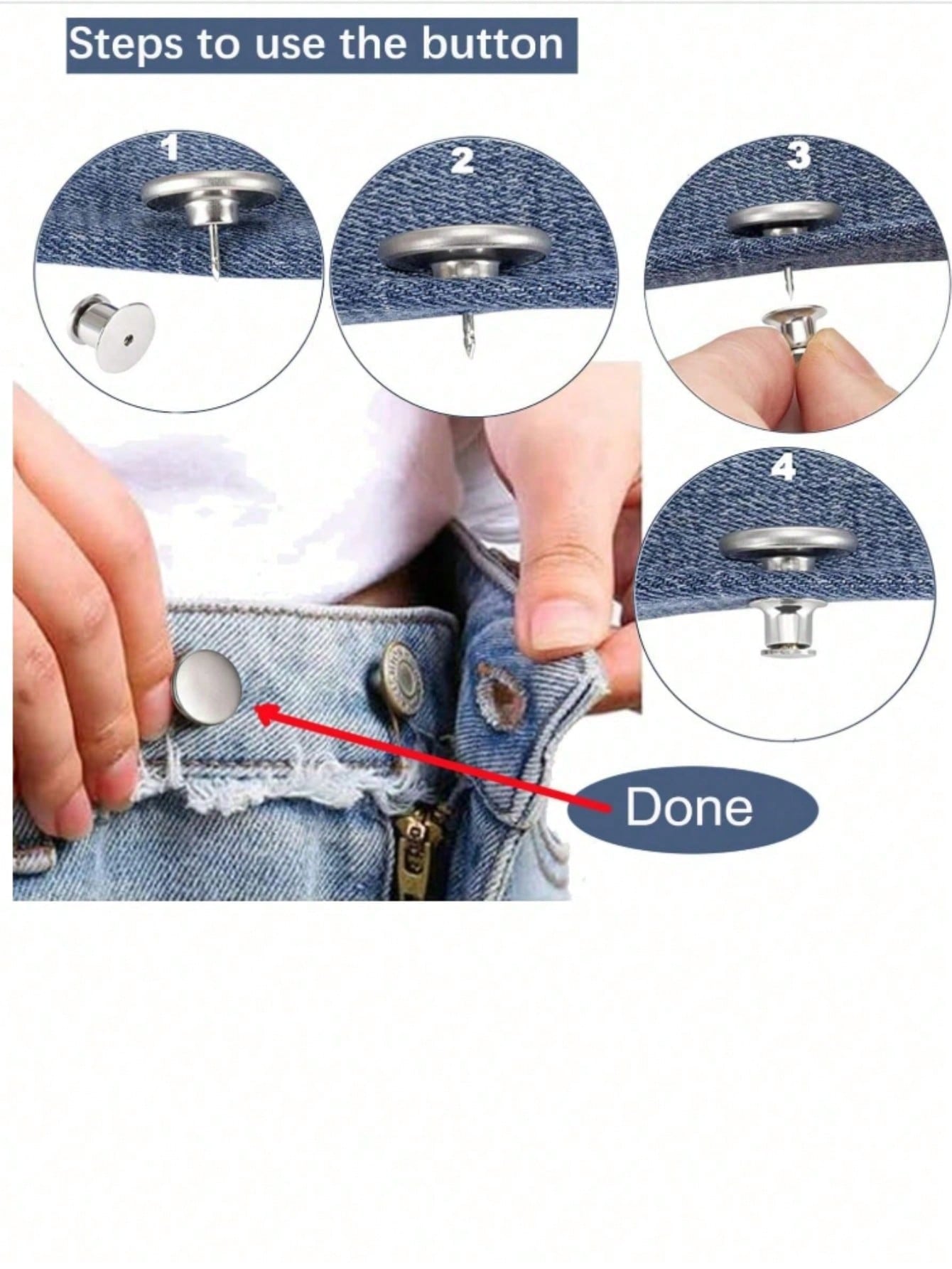 6Pcs Jeans Buttons Replacement 17mm No Sewing Metal Button Repair Kit Nailless Removable Jean Buttons Replacement Combo Valentines Wedding, Birthday, Buttons, Sewing, Sewing Supplies, Sewing Accessori