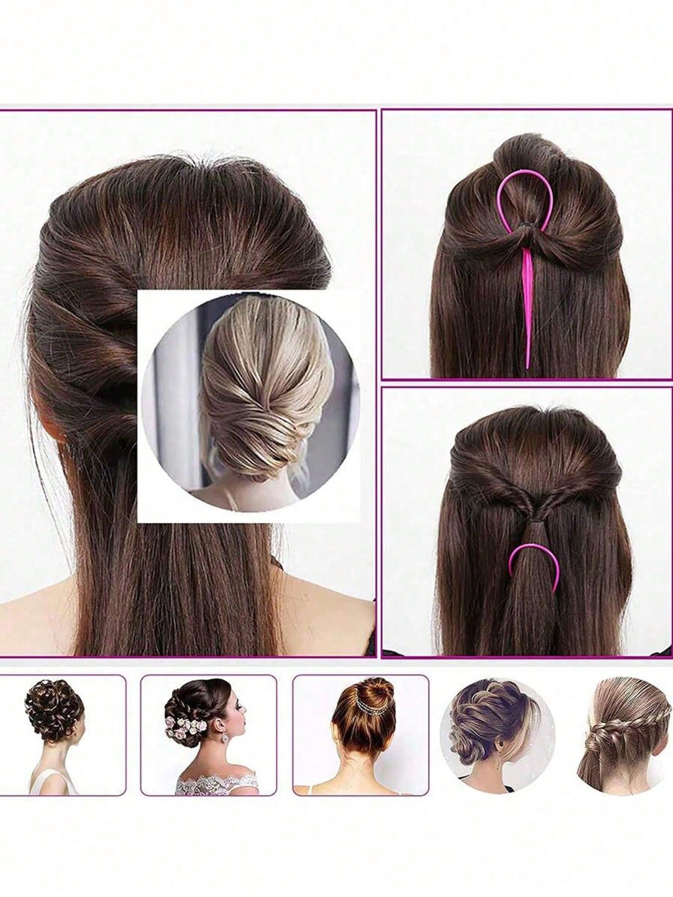 6pcs Pink Hair Styling Tool Set- Rat Tail Comb, Hair Brush, 2pcs French Braiding Tools, Suitable For Braiding And DIY Hairstyles, Salon, Beauty Travel Essentials, Back To School, Vacation Essentials
