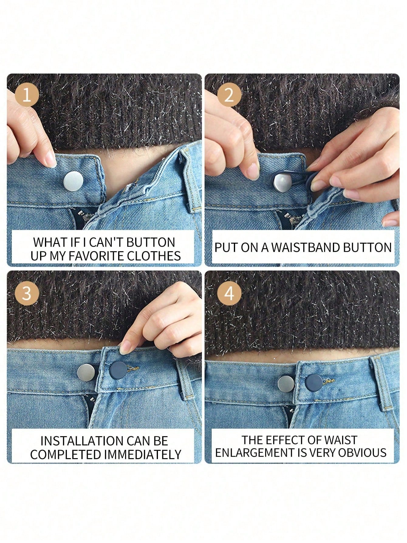 6pcs Rubber Waistband Extender Button, Clothes Waist Adjustable Extenders