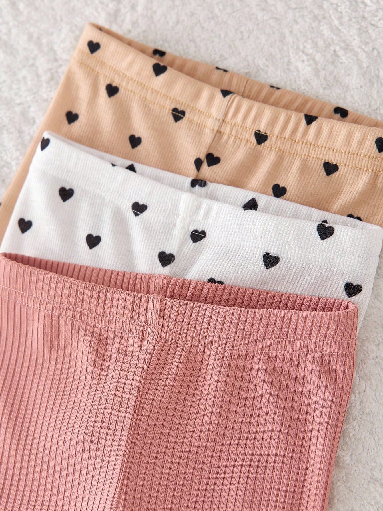 6pcs/Set Dozemod Newborn Baby Girl Adorable Minimalist Heart Print Ruffle Hem Round Neck Short Sleeve Top And Long Pants Knit Pajamas Set