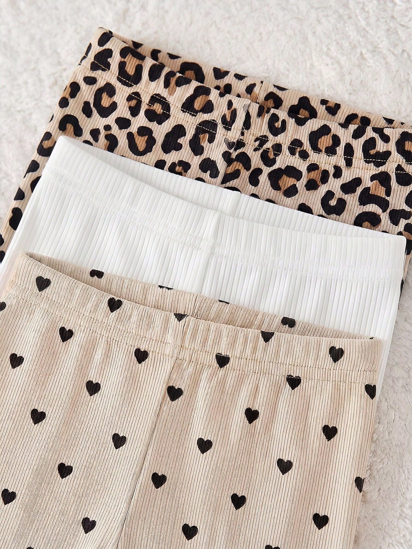 6pcs/Set Dozemod Newborn Baby Girl Adorable Minimalist Heart Print Ruffle Hem Round Neck Short Sleeve Top And Long Pants Knit Pajamas Set