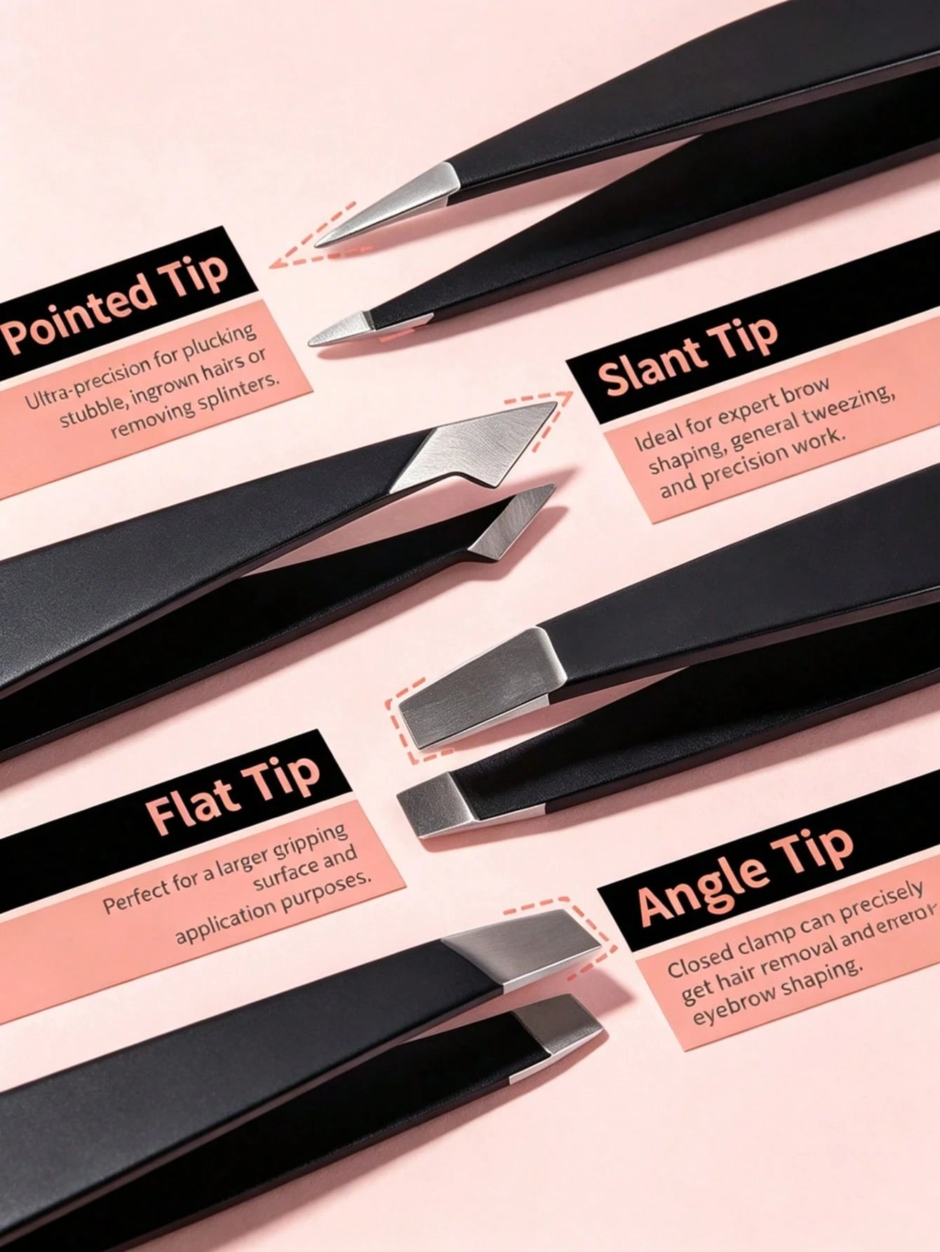 6pcs/Set, Eyebrow & Eyelash Grooming Kit, Includes 4 Tweezers 1 Beauty Scissors 1 Eyelash Brush, Professional Makeup & Beauty Tools, Eyebrow Tweezers, Eyebrow Scissors, Travel Portable Set, Suitable F