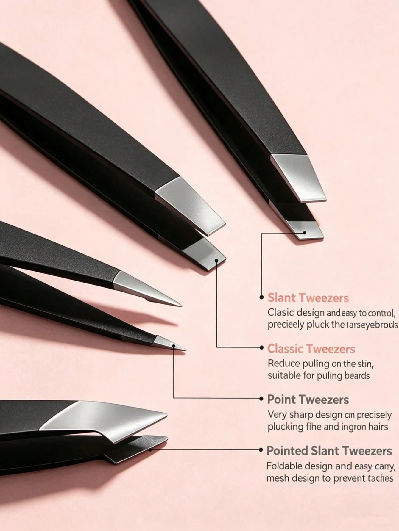 6pcs/Set, Eyebrow & Eyelash Grooming Kit, Includes 4 Tweezers 1 Beauty Scissors 1 Eyelash Brush, Professional Makeup & Beauty Tools, Eyebrow Tweezers, Eyebrow Scissors, Travel Portable Set, Suitable F