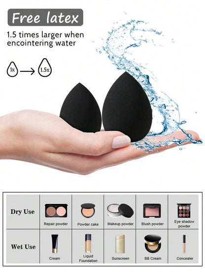 6pcs Soft Elastic Wet & Dry Dual-Use Makeup Sponges, Multi-Functional Makeup Tools Suitable For Foundation, Concealer, Loose Powder, Portable For Home And Travel, Practical And Affordable Makeup Tools