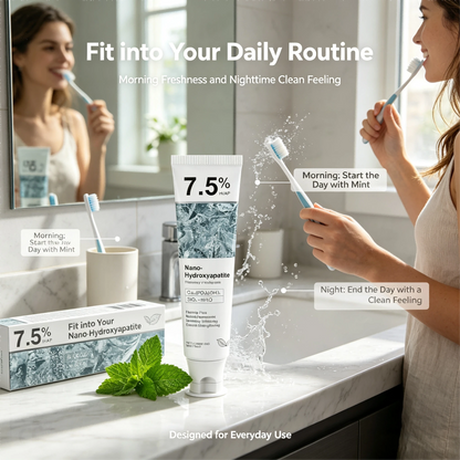 7.5% Nano-Hydroxyapatite Recovery + Toothpaste, Multi-Effect Oral Care Whitens, Repairs Enamel & Relieves Sensitivity, Crisp Mint Taste Plus Mild Composition, Ideal All-Season Whole Family Dental Gif