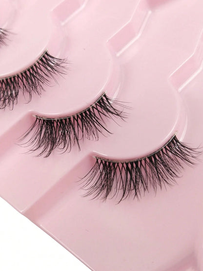 7 Pairs Half Lashes Natural Look Cat Eye False Eyelashes Criss Crossed Eyelashes Clear Band Short 3D Faux Mink Eyelashes Accent Lashes End Lashes Corner Eyelashes 3/4 Lashes