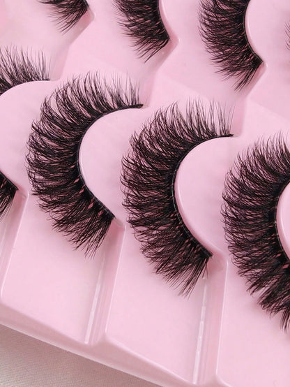 7 Pairs Natural Look False Eyelashes Transparent Band Faux Mink Lashes 3D False Eyelashes Curly Eyelashes Full Lash Strip Lengthening And Curling Makeup Beauty Strip Lashes, Lashes, Eyelashes, Fake La