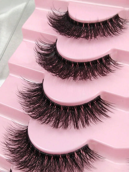 7 Pairs Natural Look False Eyelashes Transparent Band Faux Mink Lashes 3D False Eyelashes Curly Eyelashes Full Lash Strip Lengthening And Curling Makeup Beauty Strip Lashes, Lashes, Eyelashes, Fake La