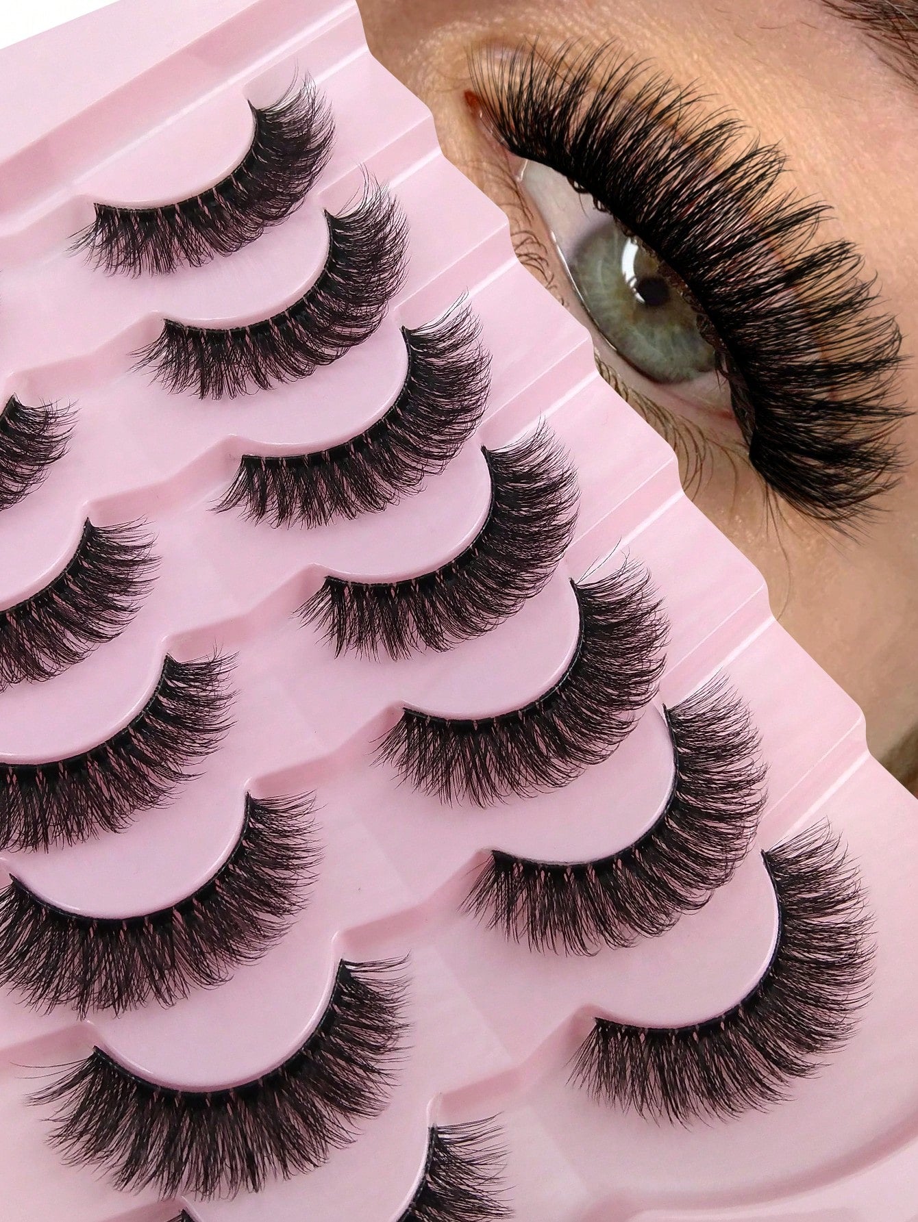 7 Pairs Natural Look False Eyelashes Transparent Band Faux Mink Lashes 3D False Eyelashes Curly Eyelashes Full Lash Strip Lengthening And Curling Makeup Beauty Strip Lashes, Lashes, Eyelashes, Fake La