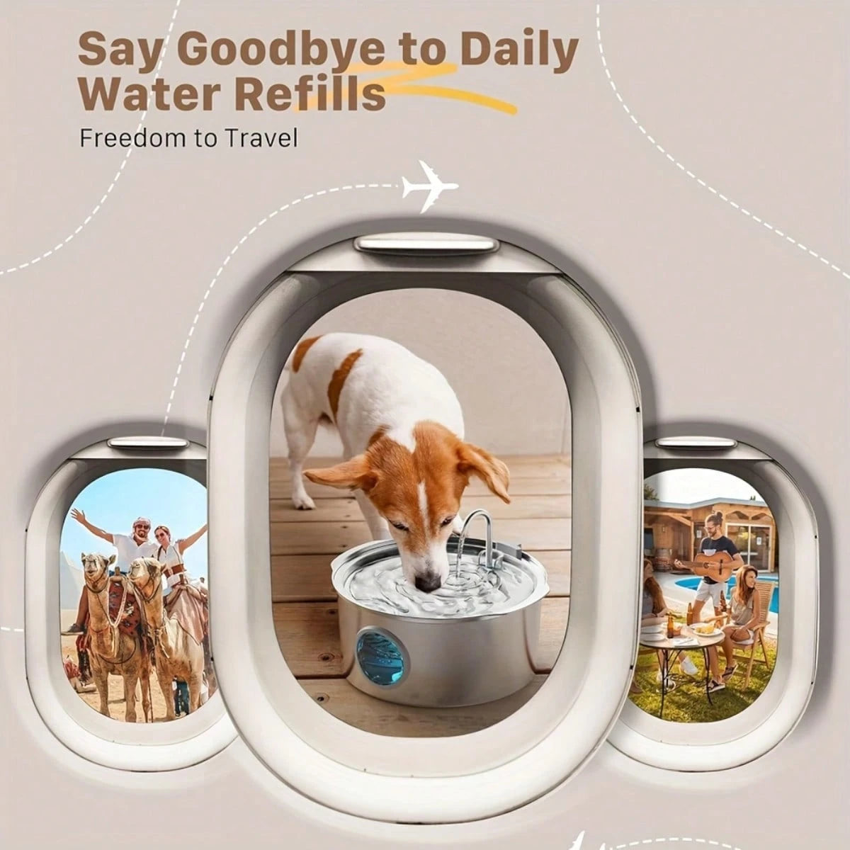 7L Large Capacity Intelligent 304 Stainless Steel Dog Water Dispenser, With Viewing Window, Automatic Water Feeder, Quiet, USB Powered, Not Waterproof, Suitable For Dogs, Battery Not Included