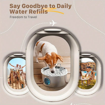 7L Large Capacity Intelligent 304 Stainless Steel Dog Water Dispenser, With Viewing Window, Automatic Water Feeder, Quiet, USB Powered, Not Waterproof, Suitable For Dogs, Battery Not Included