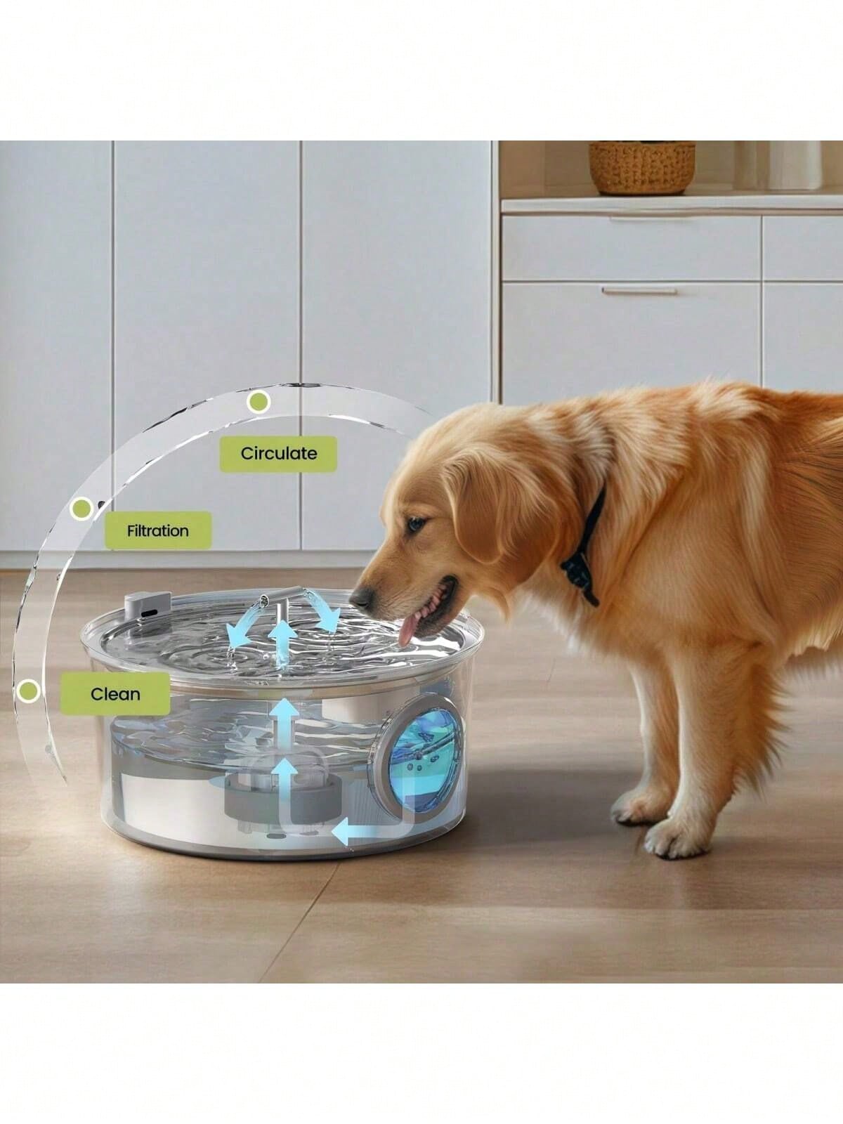 7L Large Capacity Intelligent 304 Stainless Steel Dog Water Dispenser, With Viewing Window, Automatic Water Feeder, Quiet, USB Powered, Not Waterproof, Suitable For Dogs, Battery Not Included