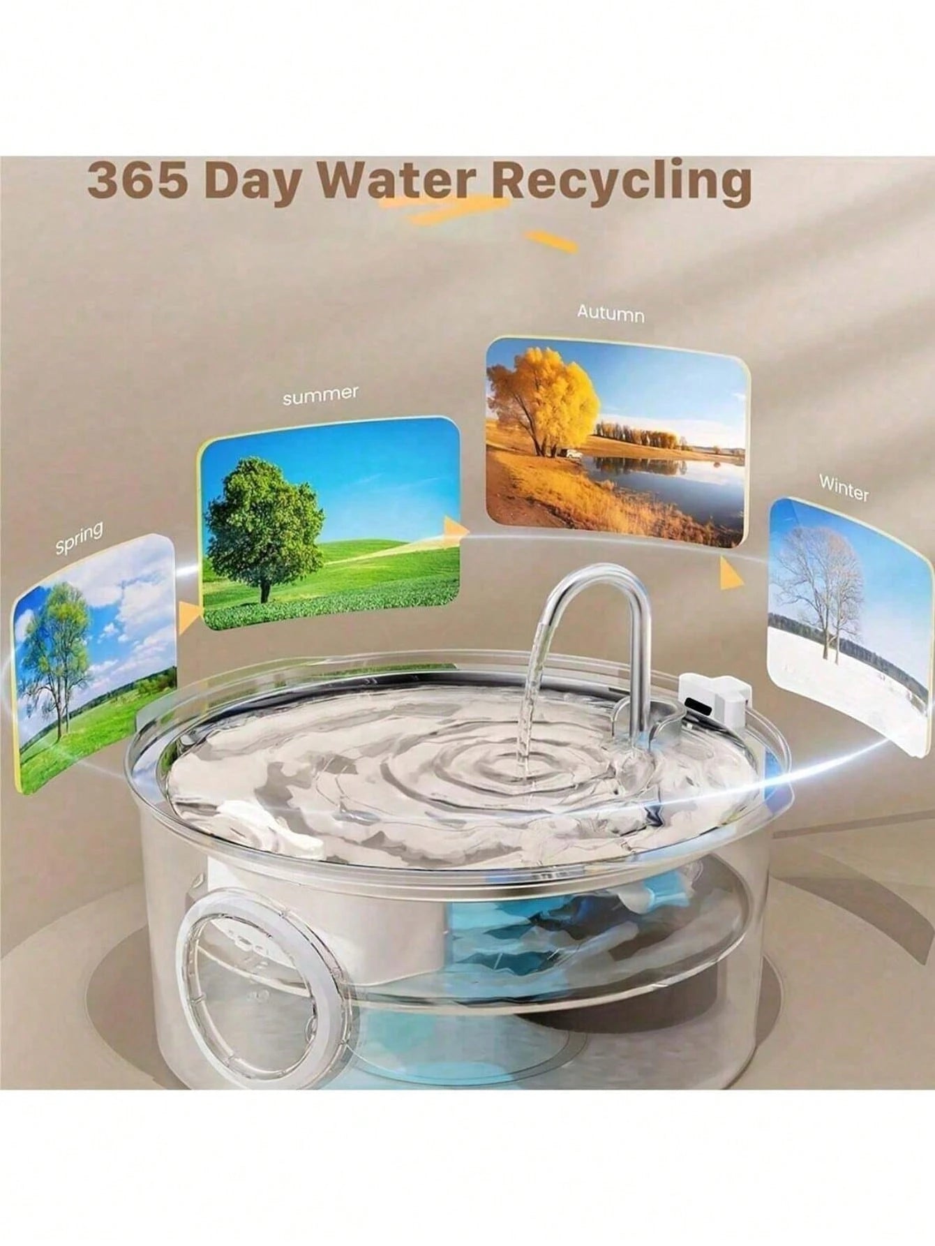 7L Large Capacity Intelligent 304 Stainless Steel Dog Water Dispenser, With Viewing Window, Automatic Water Feeder, Quiet, USB Powered, Not Waterproof, Suitable For Dogs, Battery Not Included