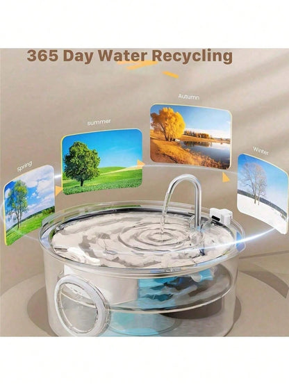 7L Large Capacity Intelligent 304 Stainless Steel Dog Water Dispenser, With Viewing Window, Automatic Water Feeder, Quiet, USB Powered, Not Waterproof, Suitable For Dogs, Battery Not Included