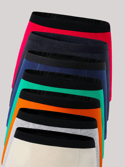 7pcs Boys' Soft Cotton Breathable Briefs, Navy Blue Black Orange Cream White Night Sleep Summer