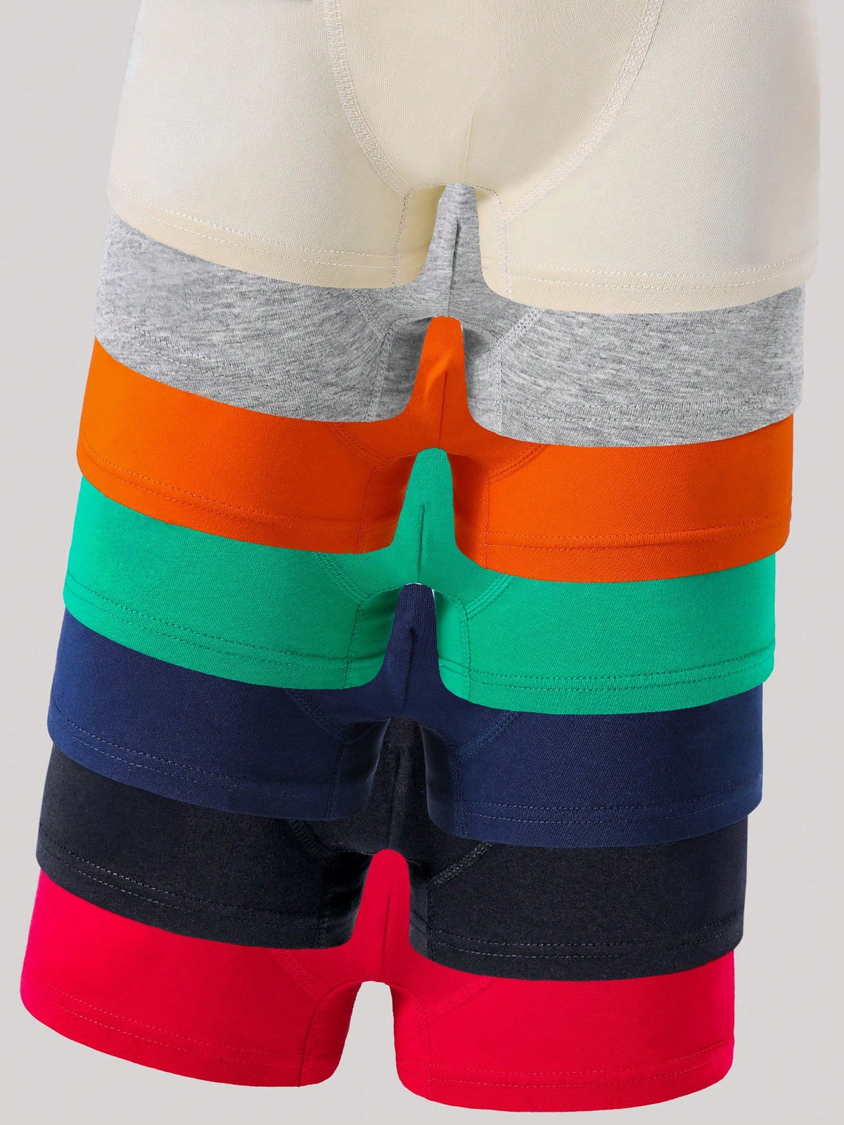 7pcs Boys' Soft Cotton Breathable Briefs, Navy Blue Black Orange Cream White Night Sleep Summer