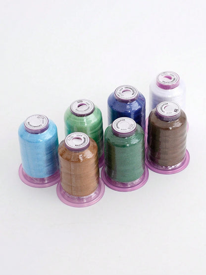 7pcs Embroidered Thread Set, Multi-Color Machine Embroidery Thread, Sewing Embroidery Universal Thread, Shiny Glossy Thread, Suitable For Clothing Decoration, Patching, DIY Handmade Sewing Supplies