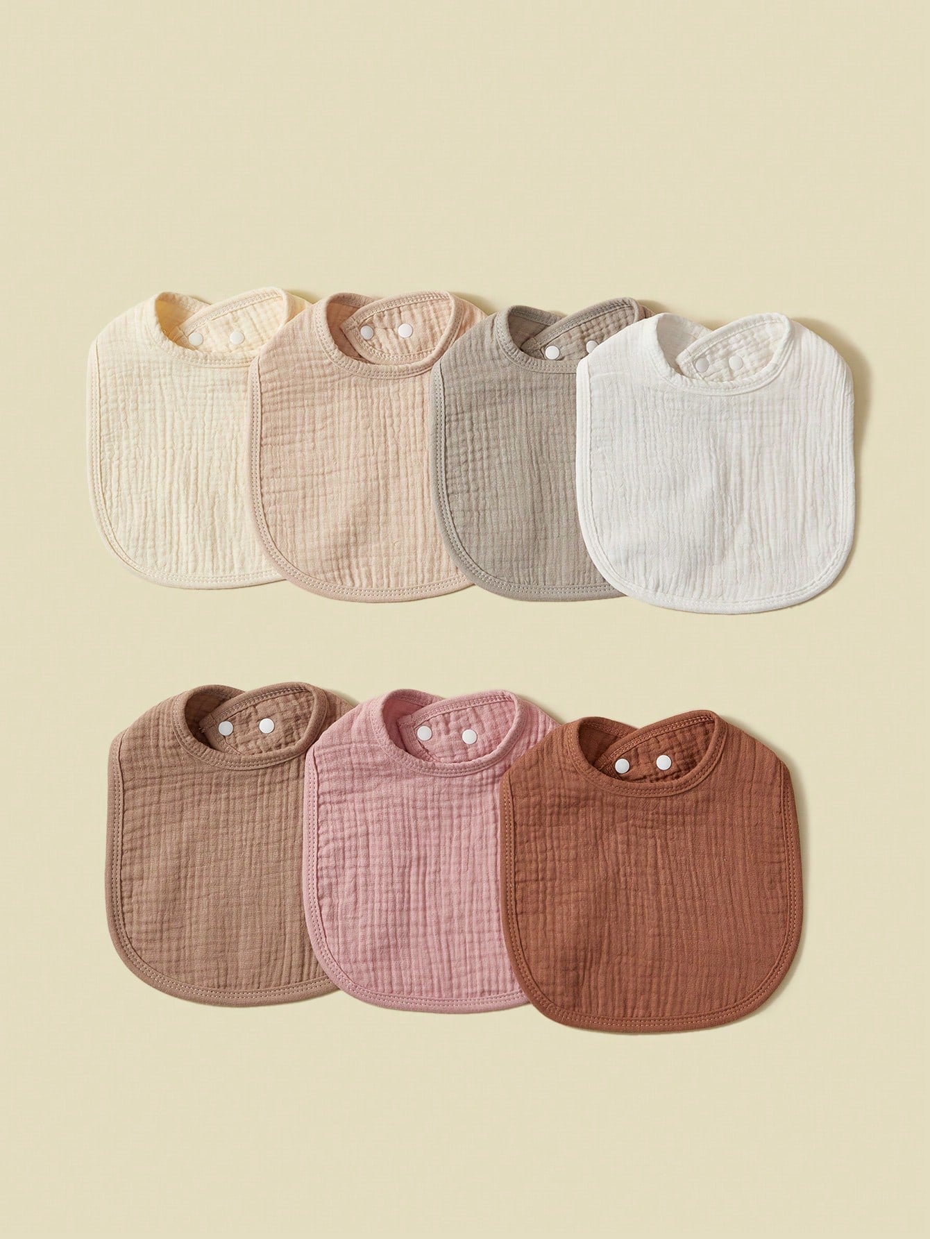 7pcs/Set Baby Bibs With Lace Trim, Pure Cotton Soft Fabric, Solid Colors In Pink Tones