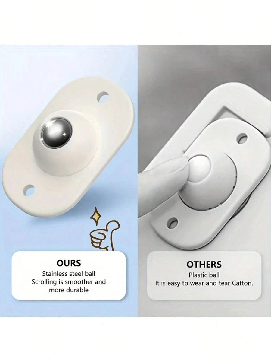 8/12/16pcs Self-Adhesive Mini Caster Wheels 360° Swivel Stainless Steel Ball Bearings No-Drill Sticky Rollers For Storage Boxes Trash Cans Furniture Home Appliances Moving Quiet Wear-Resistant Heavy D