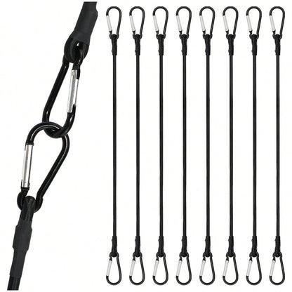 8 Pack Bungee Cord With Hooks, 24 Inch Adjustable Heavy Duty Carabiner Bungee Cord With Black Bungee Straps & Hooks, High Break Strength For Outdoor Luggage Rack, Cargo, Hand Carts, Bike, Camping Gear
