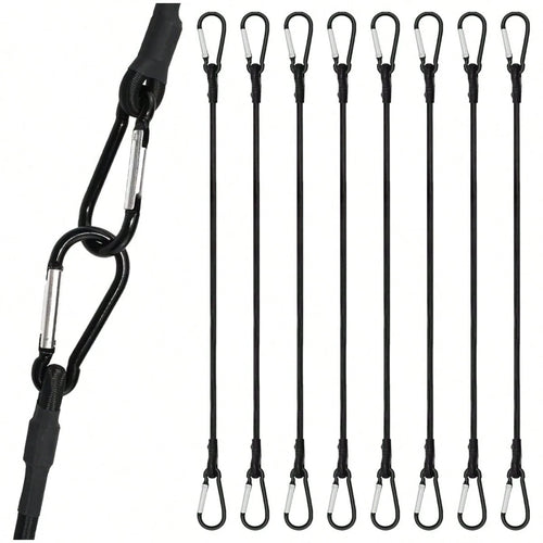8 Pack Bungee Cord With Hooks, 24 Inch Adjustable Heavy Duty Carabiner Bungee Cord With Black Bungee Straps & Hooks, High Break Strength For Outdoor Luggage Rack, Cargo, Hand Carts, Bike, Camping Gear