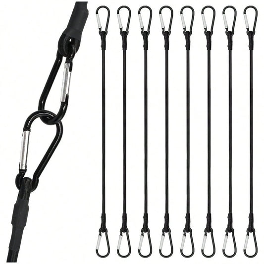 8 Pack Bungee Cord With Hooks, 24 Inch Adjustable Heavy Duty Carabiner Bungee Cord With Black Bungee Straps & Hooks, High Break Strength For Outdoor Luggage Rack, Cargo, Hand Carts, Bike, Camping Gear
