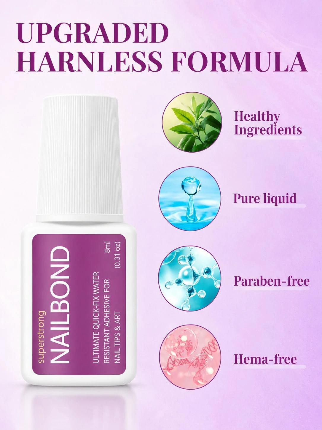 8ml Extra Strong Brush-On Nail Glue For Acrylic Nails, Nail Tips & Press-On Nails For Glue-On Fake Nails, Fix Broken Nail. Acrylic Nail Glue Nail Bond Nail Glue Gel