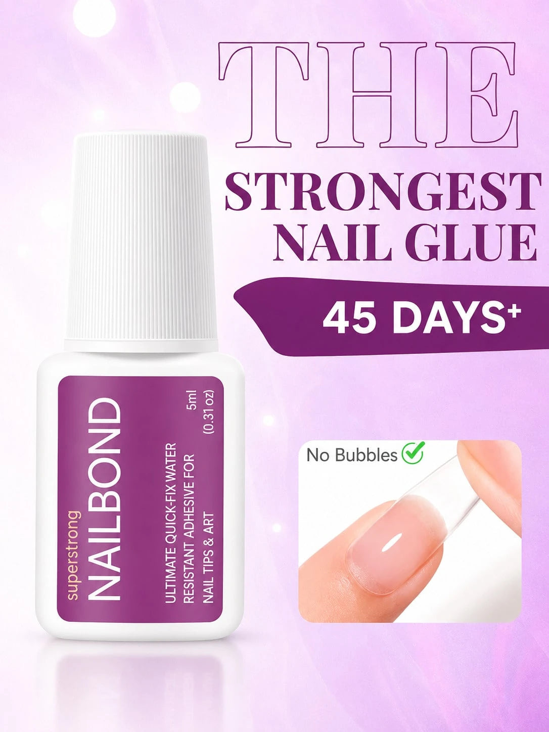8ml Extra Strong Brush-On Nail Glue For Acrylic Nails, Nail Tips & Press-On Nails For Glue-On Fake Nails, Fix Broken Nail. Acrylic Nail Glue Nail Bond Nail Glue Gel