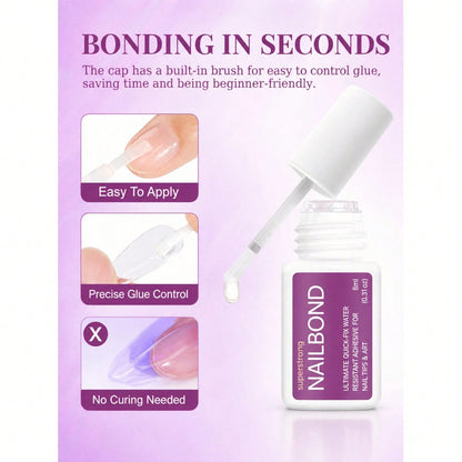 8ml Extra Strong Brush-On Nail Glue For Acrylic Nails, Nail Tips & Press-On Nails For Glue-On Fake Nails, Fix Broken Nail. Acrylic Nail Glue Nail Bond Nail Glue Gel