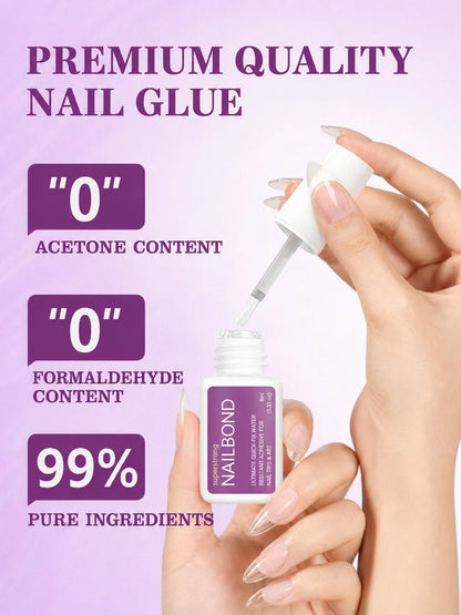 8ml Extra Strong Brush-On Nail Glue For Acrylic Nails, Nail Tips & Press-On Nails For Glue-On Fake Nails, Fix Broken Nail. Acrylic Nail Glue Nail Bond Nail Glue Gel