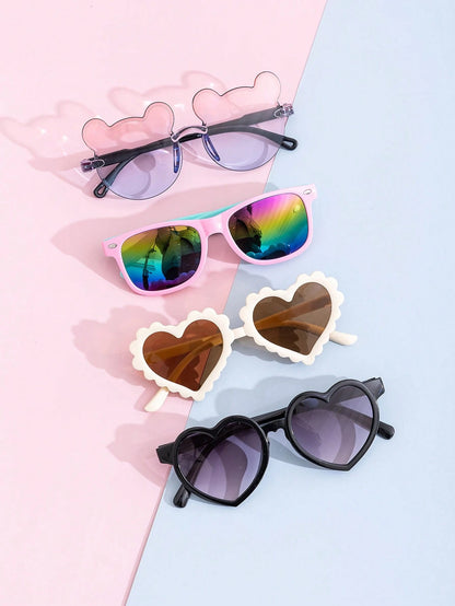 8pcs/1pc Kids' Little Bear Shaped Fashion Glasses For Summer, Perfect For Daily Wear. Kids`S Little Bear Shapes&Flower Shapes Fashion Glasses For Summer, Suitable For Daily Use Glasses Box
