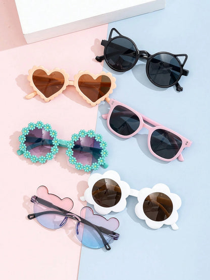 8pcs/1pc Kids' Little Bear Shaped Fashion Glasses For Summer, Perfect For Daily Wear. Kids`S Little Bear Shapes&Flower Shapes Fashion Glasses For Summer, Suitable For Daily Use Glasses Box