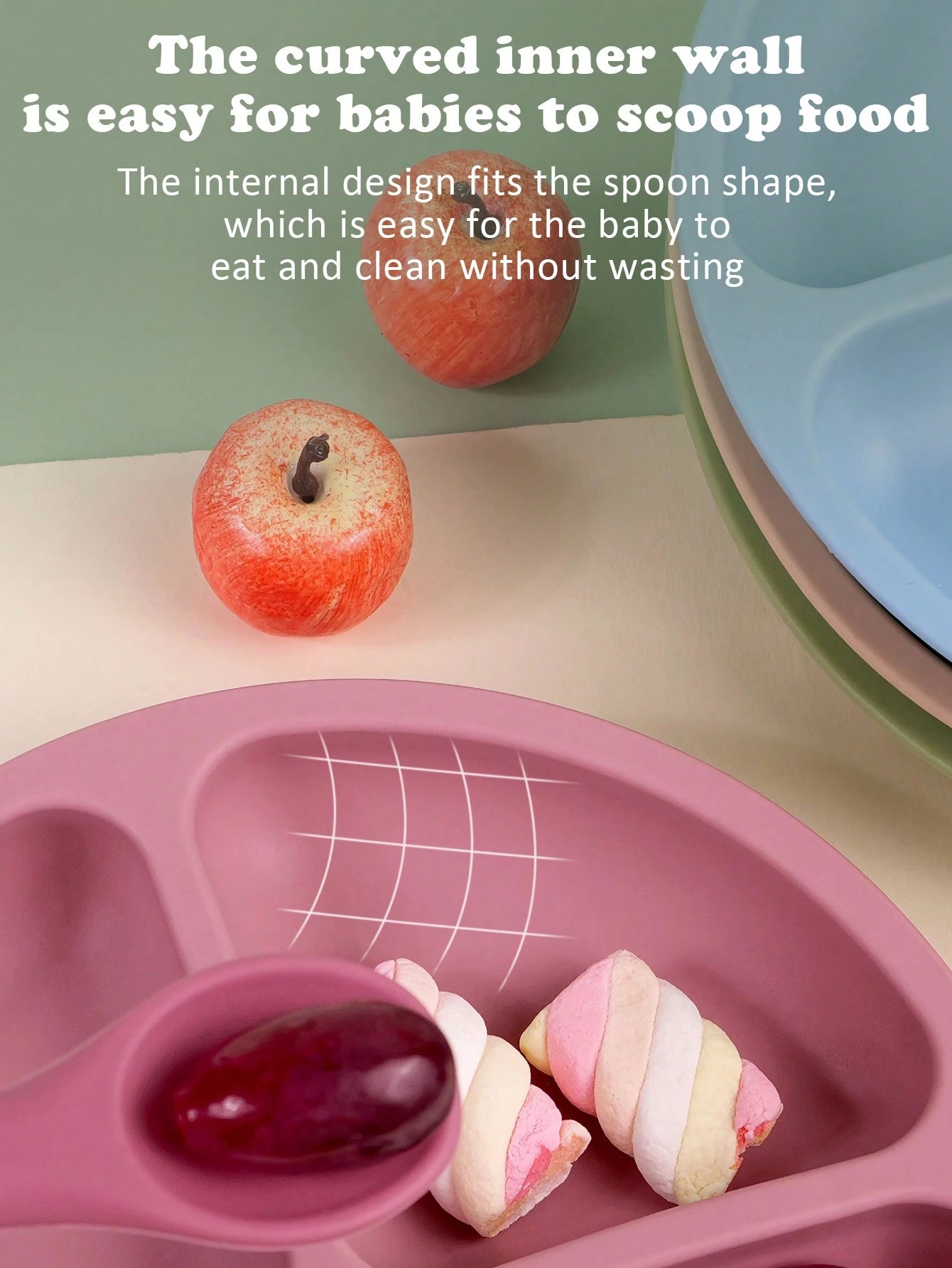 8pcs Baby Feeding Set, Silicone Absorbent Base Plate, Wooden Handle Fork & Spoon, Silicone Bottle, Fruit & Vegetable Feeder, Pacifier, Infant Silicone Pacifier Gift Set